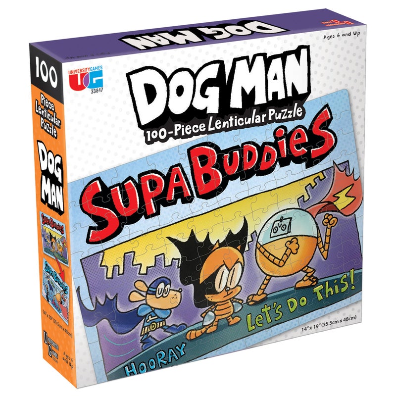 University Games | Dog Man Supa Buddies Lenticular 100 Piece Puzzle - Image 1